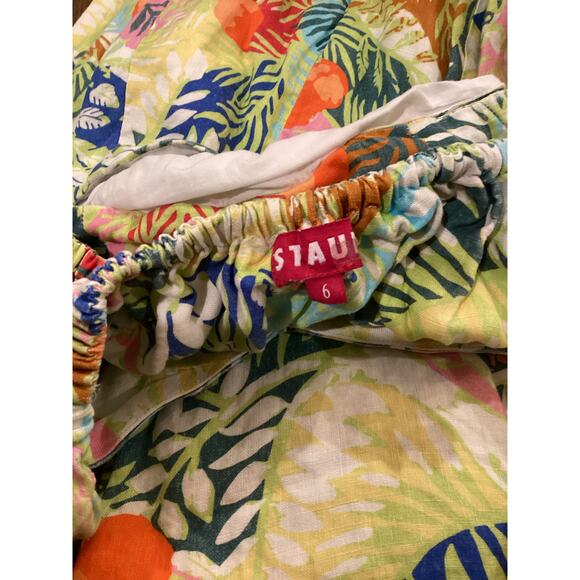 STAUD Coliseum floral leafs cut out linen Maxi Dress size 6 - Picture 6 of 9